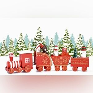 Wooden Christmas Train Set with Festive Characters